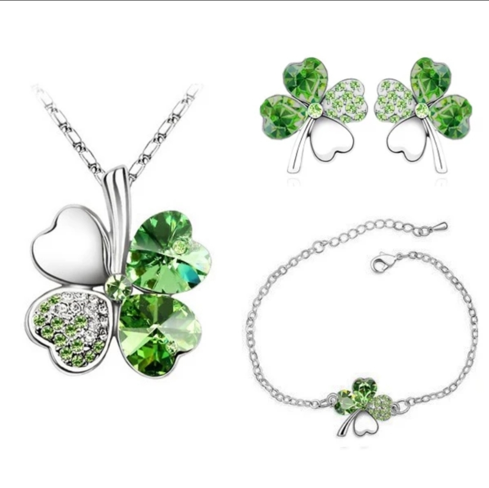 Lucky Crystal 4 Leaf Clover Jewelry Set - Picture 5 of 5